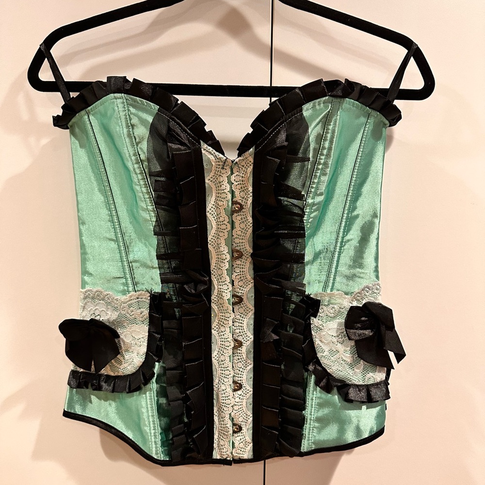 Mint teal French Maid corset